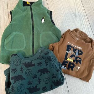 Carter's Green Vest and Brown Explorer Onesie Set